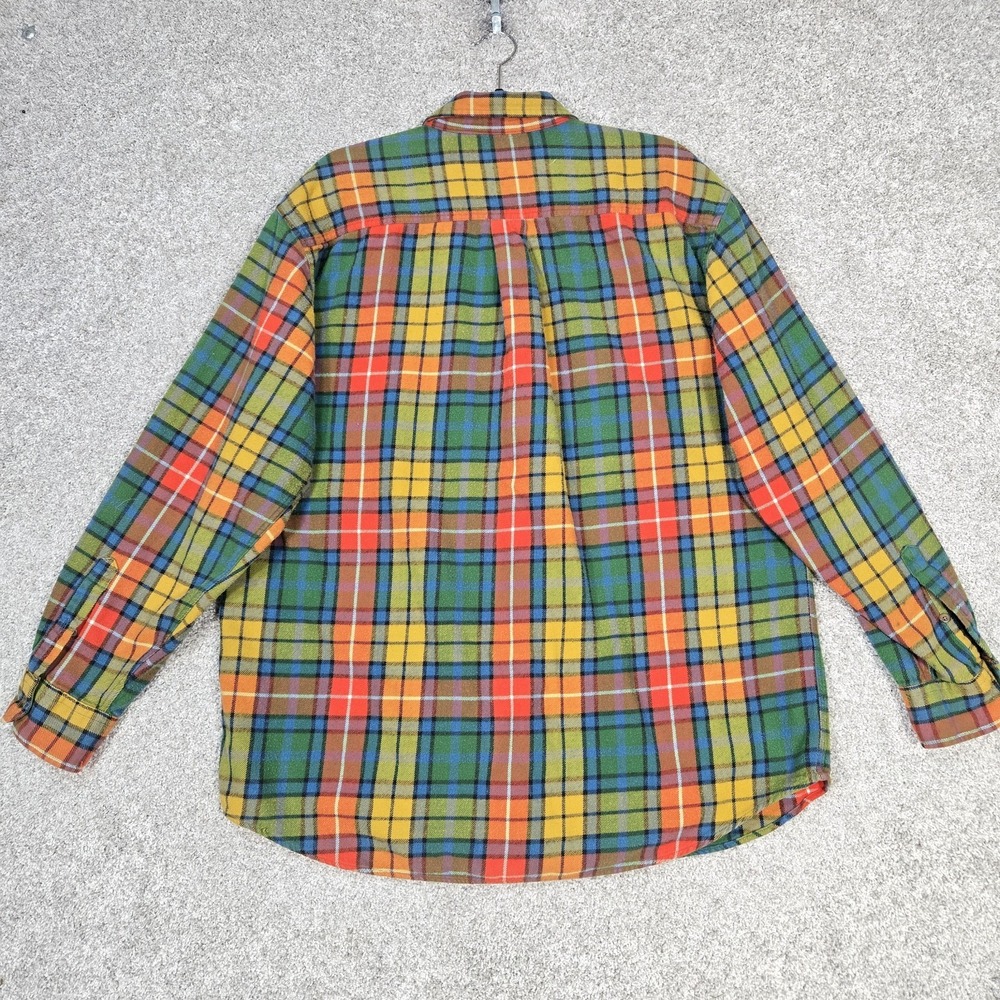 Vintage J.Crew Oarsman Flannel Shirt Mens Large Colorful Plaid madras *FLAW* - Picture 7 of 9
